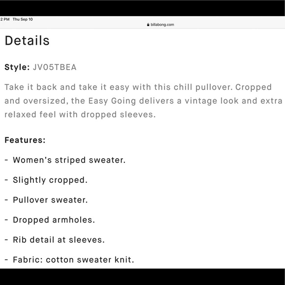 NWT Billabong Easy Going Sweater - Picture 3 of 4